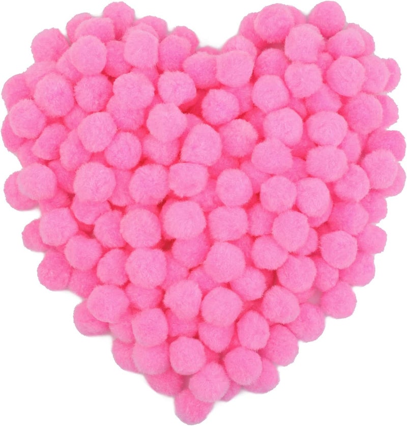 MORFEN 150 Pcs Pink Craft Pom Poms, 1 Inch Fuzzy Pompom Puff Balls for DIY Arts, Crafts Projects, Home Decorations - Image 1